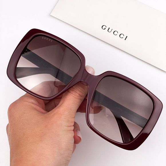 GUCCI GG0632S 003 Sunglasses Burgundy Red Gradient Square Oversized Women - Picture 1 of 10